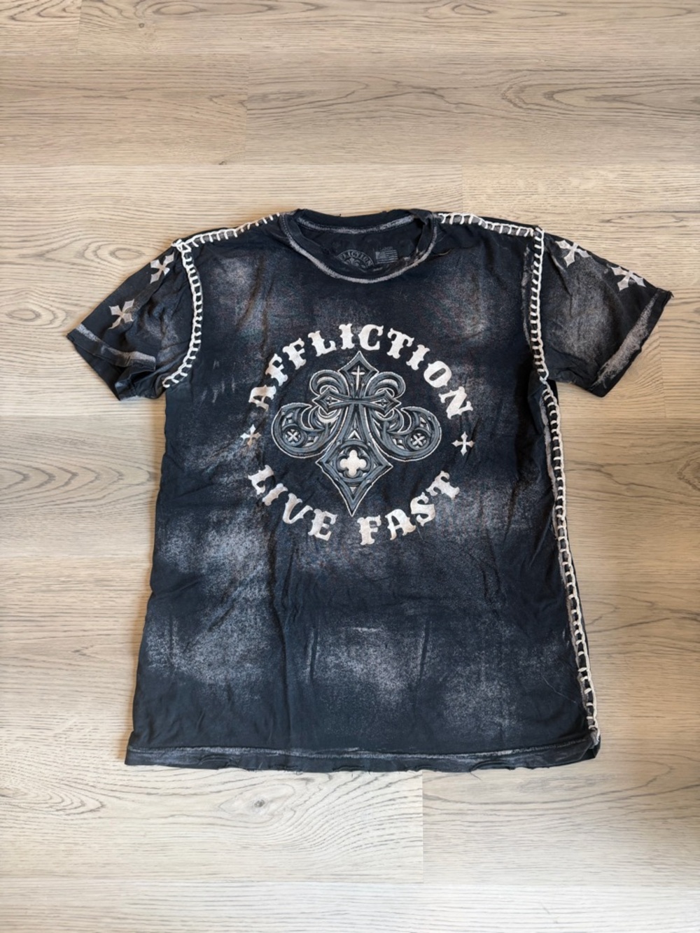 Affliction Black & Gray Logo Crewneck Tee